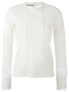Ermanno Scervino Frill Bib Sweater, Women's, Size: 40, Nude/neutrals, Wool/cashmere/silk/viscose