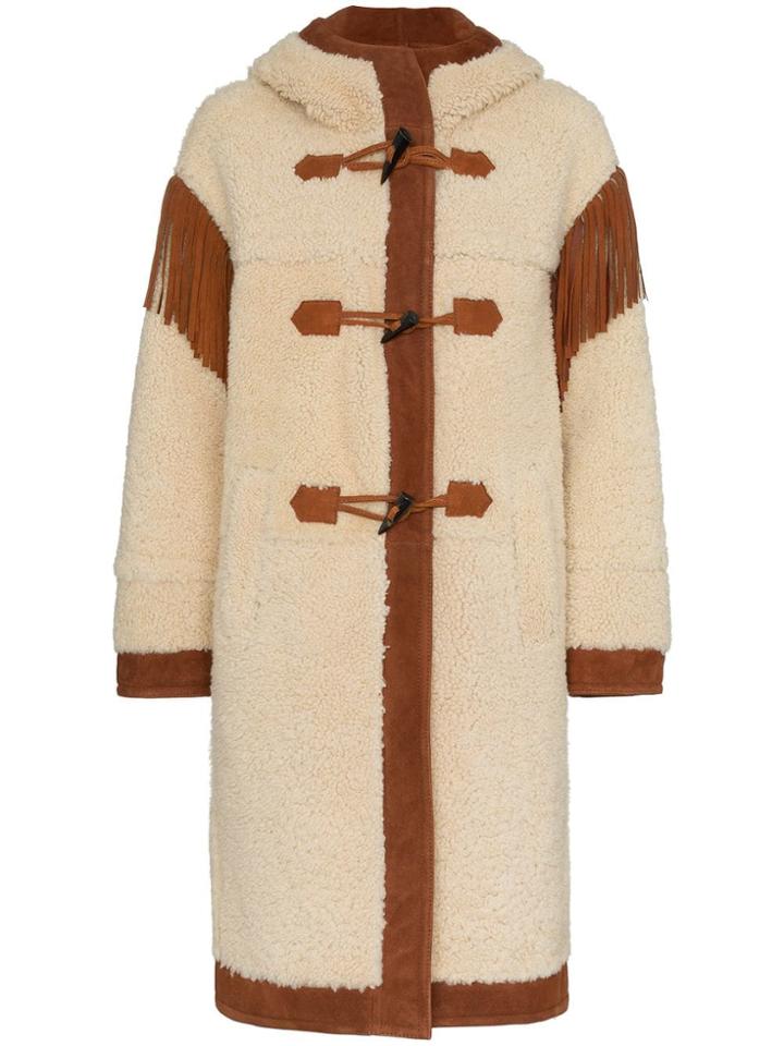 Philosophy Di Lorenzo Serafini Shoulder Fringe Shearling Coat -