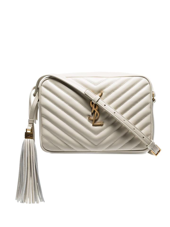 Saint Laurent Neutral Lou Medium Quilted Leather Cross Body Bag -