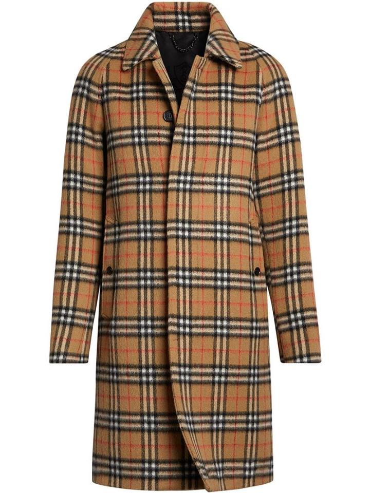 Burberry Vintage Check Alpaca Wool Car Coat - Yellow