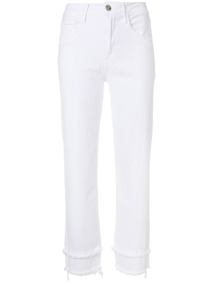 3x1 Frayed Trim Jeans - White