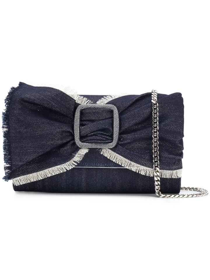 Casadei Denim Bow Clutch - Blue
