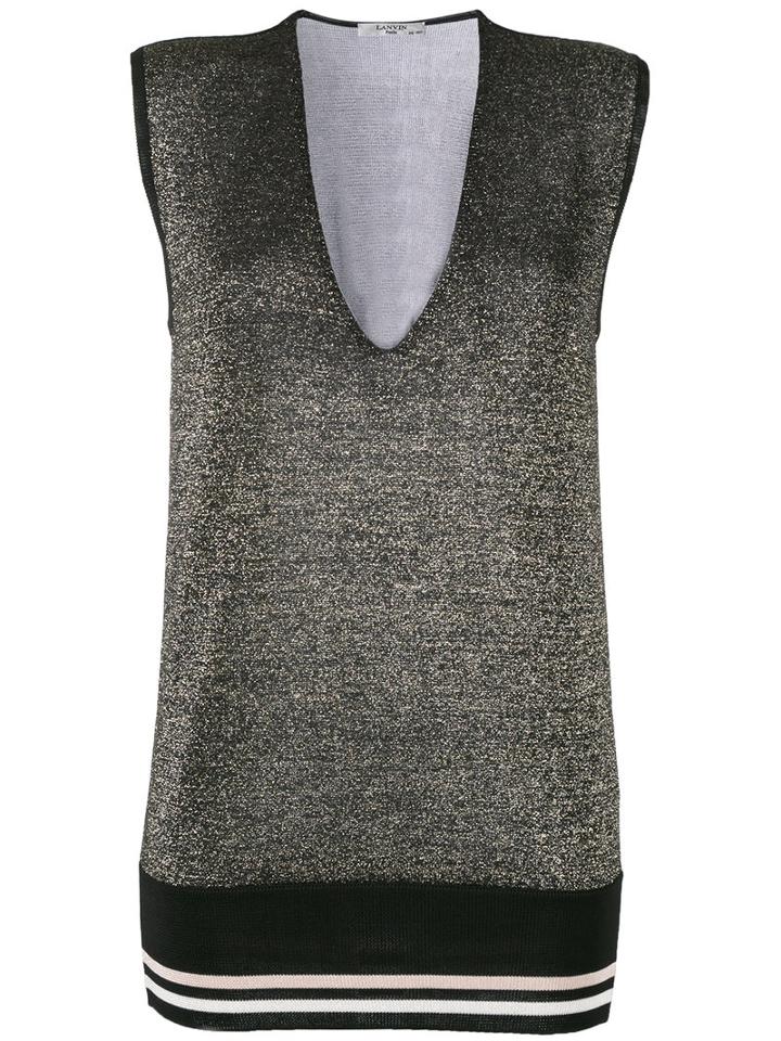 Lanvin - Metallic (grey) Deep-v Top - Women - Polyester/viscose/wool/metallized Polyester - S, Polyester/viscose/wool/metallized Polyester