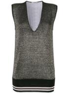 Lanvin - Metallic (grey) Deep-v Top - Women - Polyester/viscose/wool/metallized Polyester - S, Polyester/viscose/wool/metallized Polyester