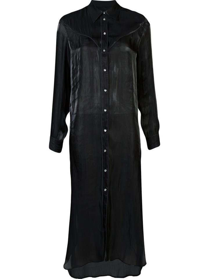 Mm6 Maison Margiela Maxi Shirt Dress, Women's, Size: 40, Black, Polyester
