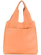 Jil Sander Navy Embossed Double Handle Tote Bag - Yellow & Orange