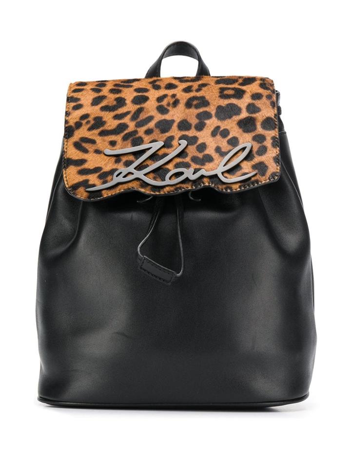 Karl Lagerfeld Leopard Print Backpack - Black