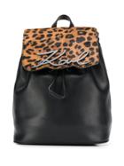 Karl Lagerfeld Leopard Print Backpack - Black