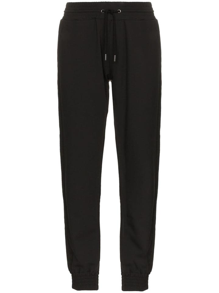 Lot78 Black Mid-rise Crepe Track Pants