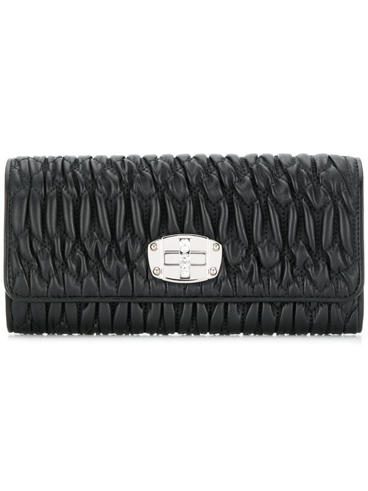 Miu Miu Quilted Leather Wallet - Black