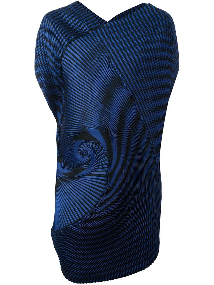 Issey Miyake Long Pleated Spiral Tank, Women's, Size: 2, Blue, Triacetate/polyester/polyurethane