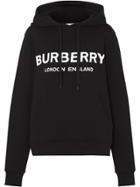 Burberry Logo Print Cotton Hoodie - Black