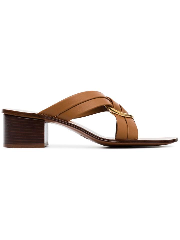 Chloé Brown Rony 50 Leather Sandals