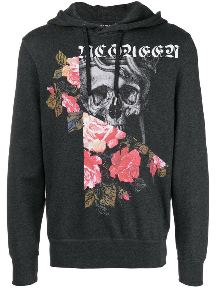 Alexander Mcqueen Skull Print Hoodie - Grey