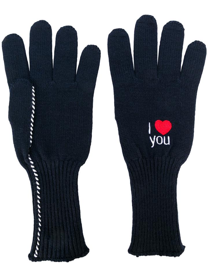 Raf Simons Embroidered Gloves - Blue