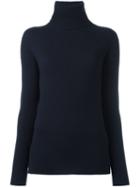 Michel Klein Ribbed Turtleneck Sweater, Women's, Size: 38, Blue, Nylon/viscose/angora/wool