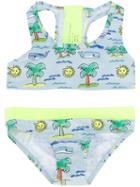 Stella Mccartney Kids - Fluro Beach Print Koko Bikini - Kids - Polyamide/spandex/elastane - 3 Yrs, Blue