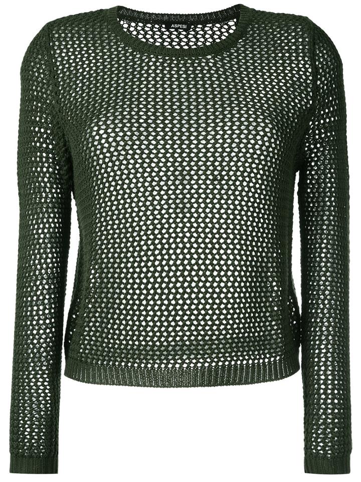 Aspesi Fishnet Jumper, Women's, Size: 40, Green, Cotton