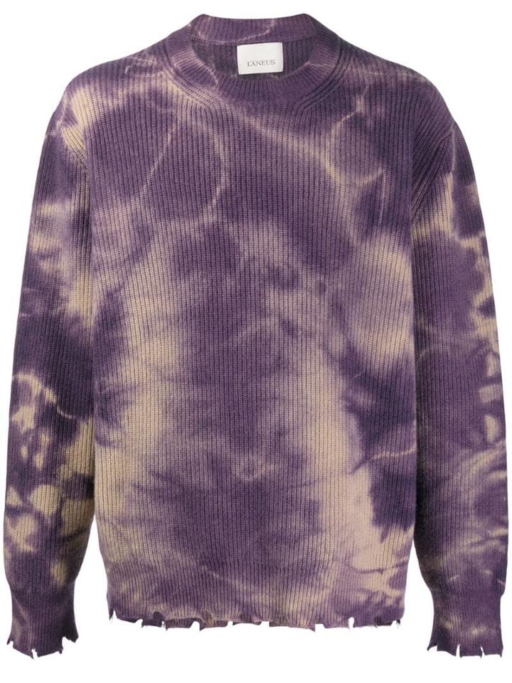 Laneus Faded Distressed Jumper - Purple
