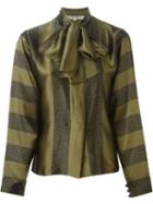 Jean Louis Scherrer Vintage Mixed Print Bow Blouse