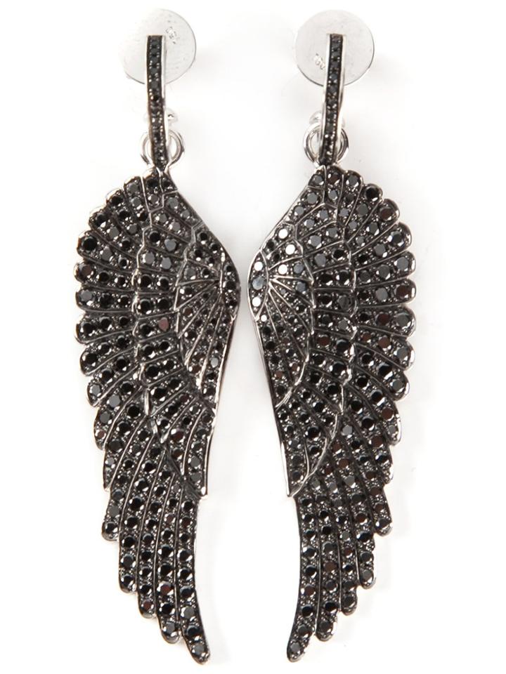 Garrard Diamond Wing Earrings - Black