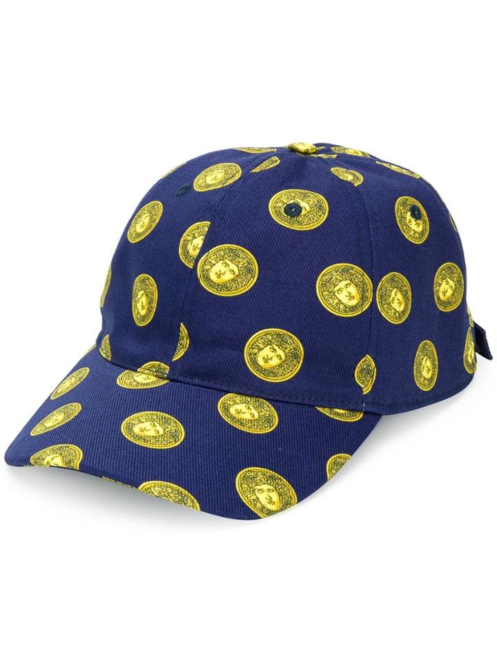 Versace Medusa Head Print Cap - Blue