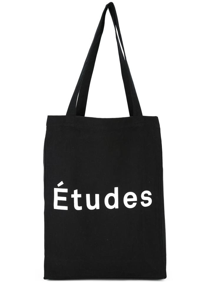 Études Logo Print Tote, Men's, Black, Cotton