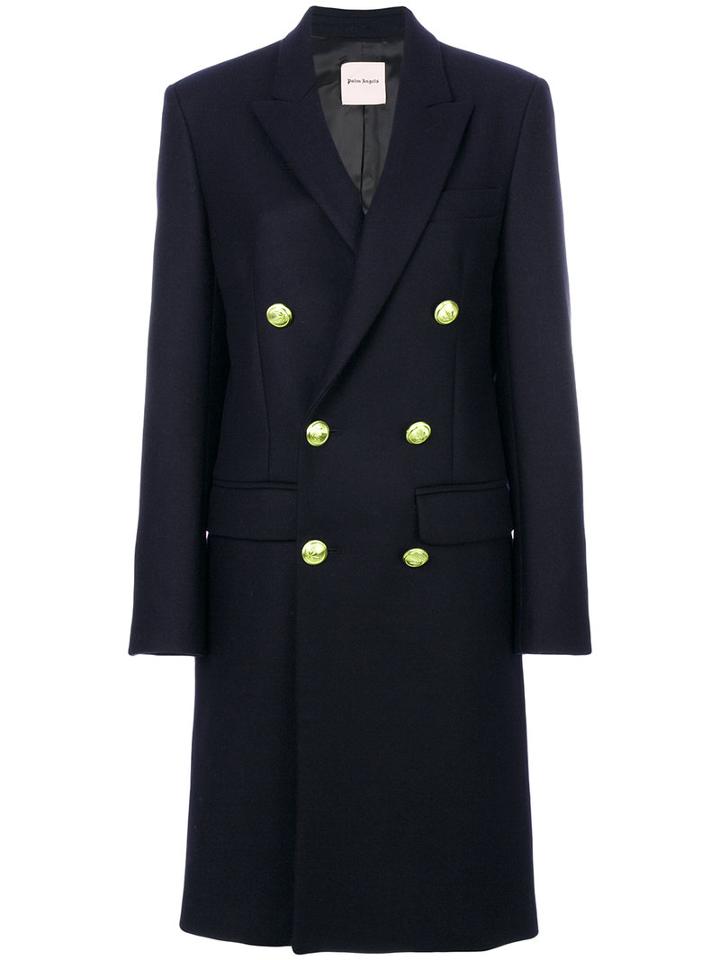 Palm Angels - Double Breasted Coat - Women - Polyamide/cashmere/virgin Wool - 40, Blue, Polyamide/cashmere/virgin Wool