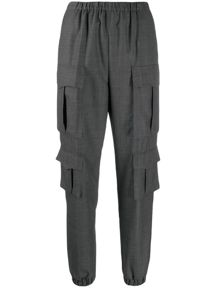 Prada Check Tapered Trousers - Grey
