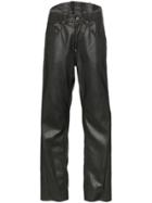 Pushbutton Faux Leather Corset Trousers - Black