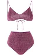 Oseree High-waisted Lumière Two Piece Bikini - Pink & Purple