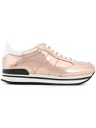 Hogan Almond Toe Lace-up Trainers - Metallic