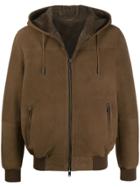 Desa 1972 Zipped Leather Hoodie - Brown