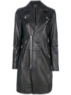 Theory Long Leather Jacket - Black