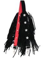 Kate Cate Embossed Stars And Fringe Bag Strap - Black