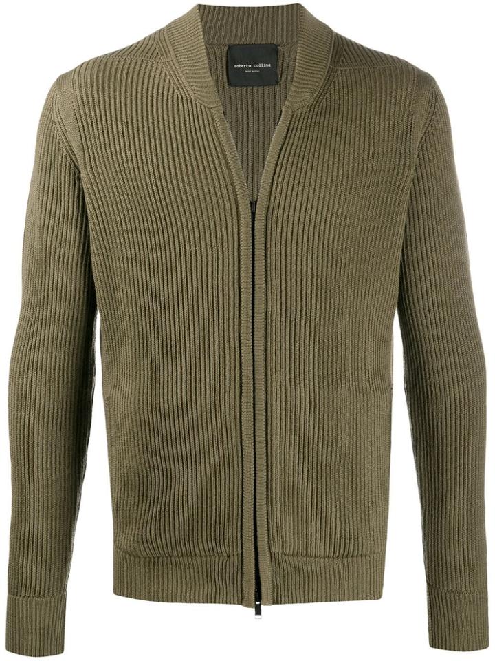Roberto Collina Ribbed-knit Zip-up Cardigan - Green