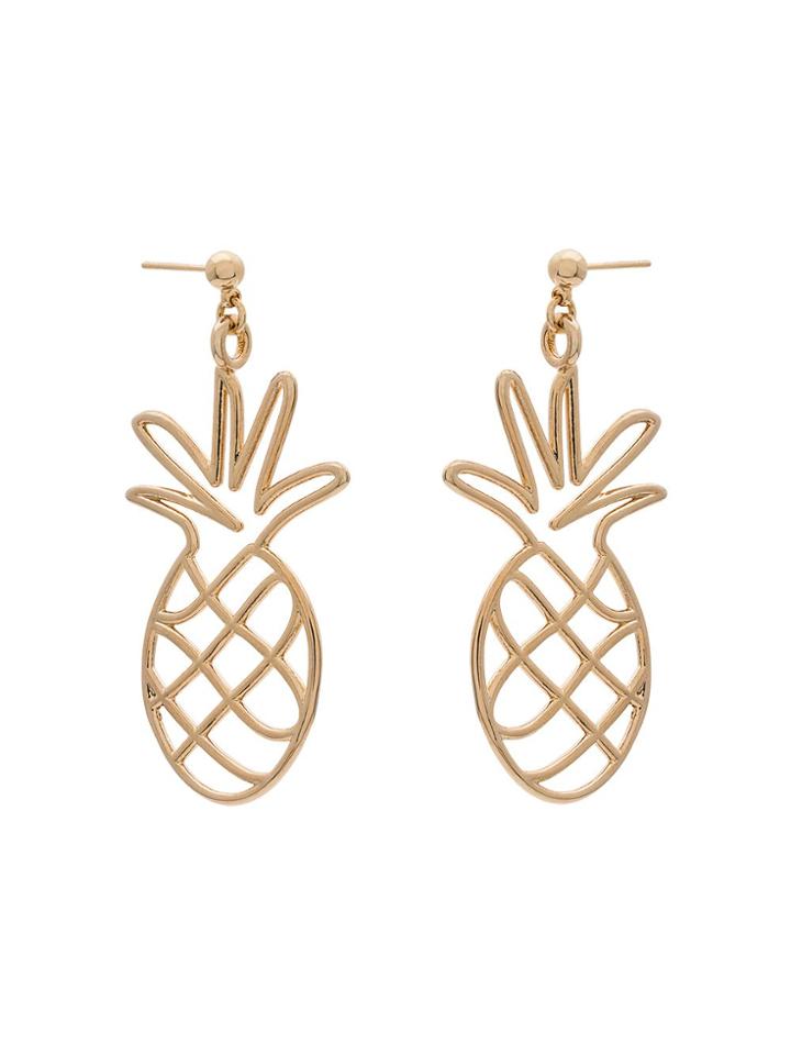 Malaika Raiss Gold Plated Pineapple Earrings - Metallic