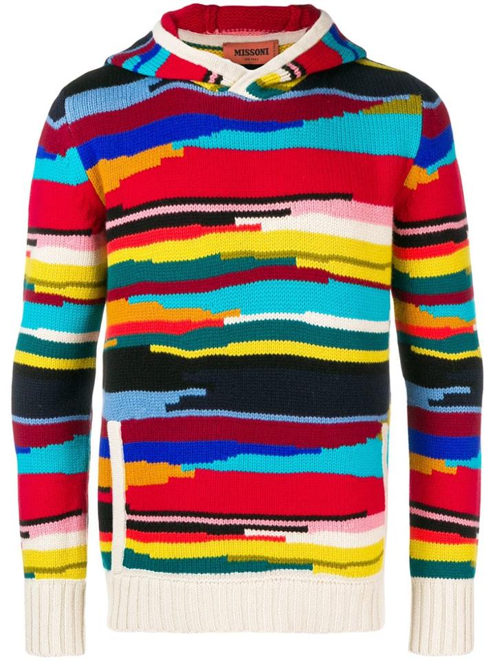 Missoni Colour Block Hoodie - Red