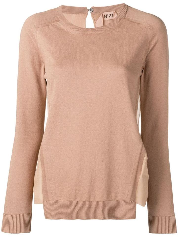 Nº21 Sheer Panel Sweater - Neutrals