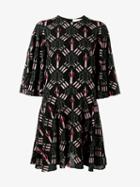Valentino Love Blade Print Dress, Women's, Size: 44, Black, Silk