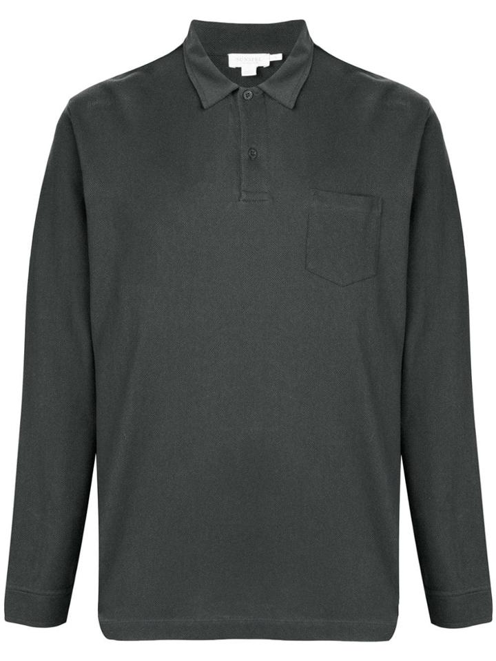 Sunspel Polo Shirt With Chest Pocket - Blue