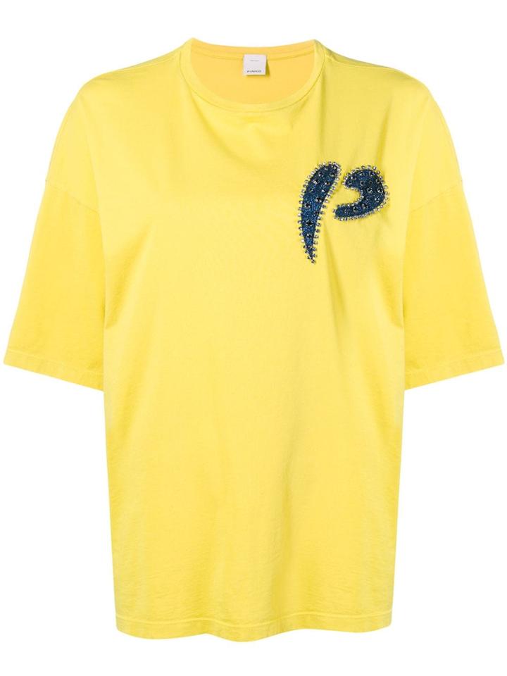 Pinko Strass Embellished T-shirt - Yellow