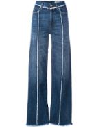 Diesel Frayed Seam Wide Leg Jeans - Blue
