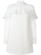Self-portrait Lace Ruffled Cape Dress, Women's, Size: 10, White, Polyester/spandex/elastane/viscose/cotton