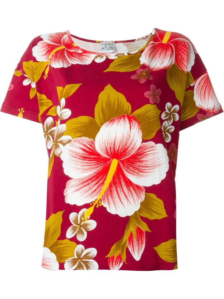 Kenzo Vintage Hibiscus Print T-shirt