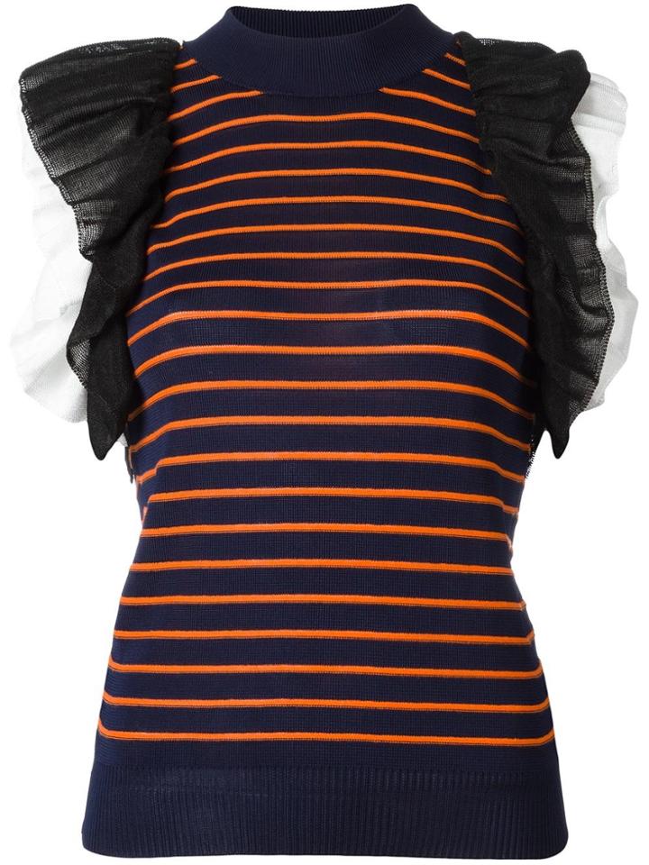 Msgm Ruffled Detail Knitted Tank - Blue