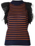 Msgm Ruffled Detail Knitted Tank - Blue
