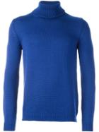 Roberto Collina Turtleneck Sweater, Men's, Size: 46, Blue, Merino