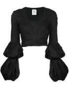 Rosie Assoulin Puff Sleeve Wrap Blouse - Black