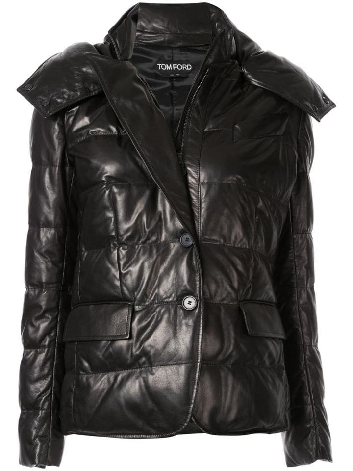 Tom Ford Padded Hooded Leather Jacket - Black